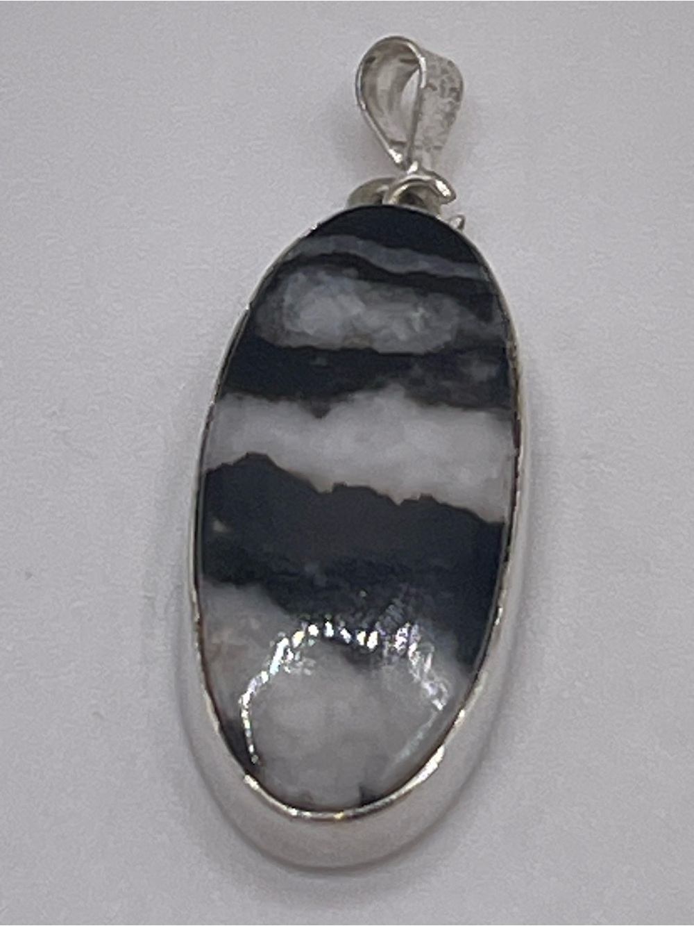 Sterling Silver Black and White Buffalo Pendant 925